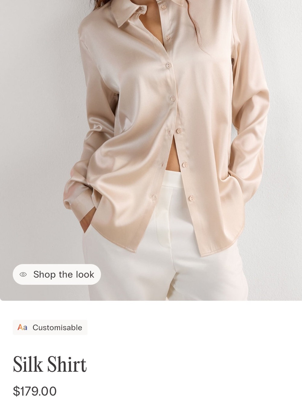 intimissimi Silk Button-Down Shirt — Light Beige